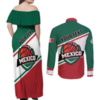 Personalized Mexico Basketball Couples Matching Off Shoulder Maxi Dress and Long Sleeve Button Shirt Guerreros Go Champion