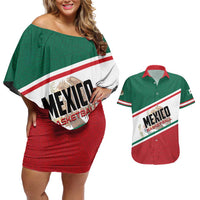 Personalized Mexico Basketball Couples Matching Off Shoulder Short Dress and Hawaiian Shirt Guerreros Go Champion