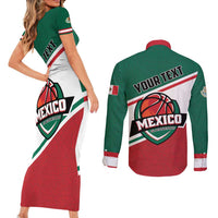 Personalized Mexico Basketball Couples Matching Short Sleeve Bodycon Dress and Long Sleeve Button Shirt Guerreros Go Champion
