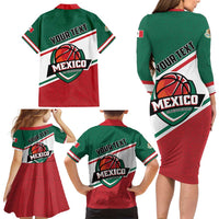Personalized Mexico Basketball Family Matching Long Sleeve Bodycon Dress and Hawaiian Shirt Guerreros Go Champion