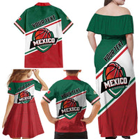 Personalized Mexico Basketball Family Matching Off Shoulder Maxi Dress and Hawaiian Shirt Guerreros Go Champion