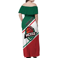 Personalized Mexico Basketball Family Matching Off Shoulder Maxi Dress and Hawaiian Shirt Guerreros Go Champion