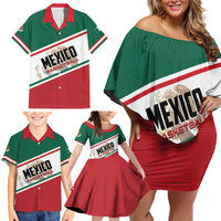 Personalized Mexico Basketball Family Matching Off Shoulder Short Dress and Hawaiian Shirt Guerreros Go Champion