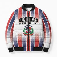 Personalized Dominican Republic Bomber Puffer Jacket Stripe Stylized