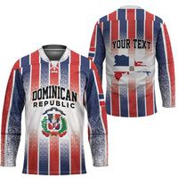 Personalized Dominican Republic Hockey Jersey Stripe Stylized