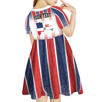 Personalized Dominican Republic Kid Short Sleeve Dress Stripe Stylized
