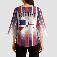 Personalized Dominican Republic Kimono Sleeve Blouse Stripe Stylized