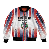 Personalized Dominican Republic Sleeve Zip Bomber Jacket Stripe Stylized