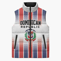 Personalized Dominican Republic Sleeveless Puffer Jacket Stripe Stylized