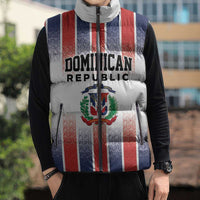 Personalized Dominican Republic Sleeveless Puffer Jacket Stripe Stylized