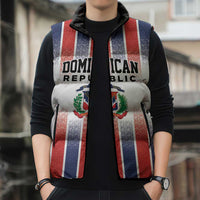 Personalized Dominican Republic Sleeveless Puffer Jacket Stripe Stylized