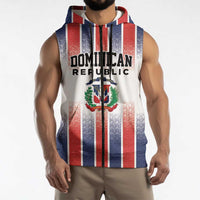 Personalized Dominican Republic Sleeveless Zip Hoodie Stripe Stylized