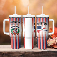 Personalized Dominican Republic Tumbler With Handle Stripe Stylized