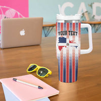 Personalized Dominican Republic Tumbler With Handle Stripe Stylized
