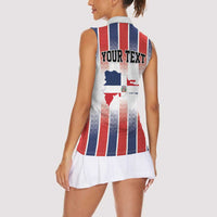 Personalized Dominican Republic Women Sleeveless Polo Shirt Stripe Stylized