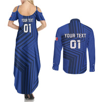 Custom France 2024 Football Couples Matching Summer Maxi Dress and Long Sleeve Button Shirt Allez Les Bleus - Wonder Print Shop