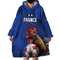 Custom France 2024 Football Wearable Blanket Hoodie Allez Les Bleus - Wonder Print Shop