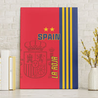 Red and blue Spain football canvas wall art with 'SPAIN' text and crest