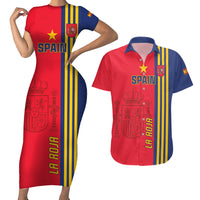 Custom Spain 2024 Football Couples Matching Short Sleeve Bodycon Dress and Hawaiian Shirt La Roja Go Champions - Wonder Print Shop