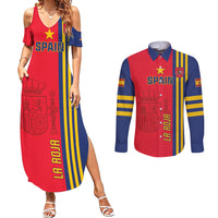 Custom Spain 2024 Football Couples Matching Summer Maxi Dress and Long Sleeve Button Shirt La Roja Go Champions - Wonder Print Shop