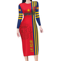 Custom Spain 2024 Football Family Matching Long Sleeve Bodycon Dress and Hawaiian Shirt La Roja Go Champions - Wonder Print Shop