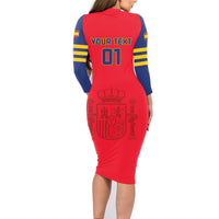 Custom Spain 2024 Football Family Matching Long Sleeve Bodycon Dress and Hawaiian Shirt La Roja Go Champions - Wonder Print Shop
