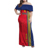 Custom Spain 2024 Football Family Matching Off Shoulder Maxi Dress and Hawaiian Shirt La Roja Go Champions - Wonder Print Shop