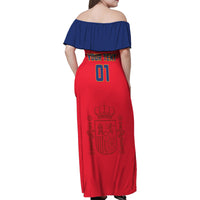 Custom Spain 2024 Football Family Matching Off Shoulder Maxi Dress and Hawaiian Shirt La Roja Go Champions - Wonder Print Shop