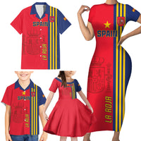 Custom Spain 2024 Football Family Matching Short Sleeve Bodycon Dress and Hawaiian Shirt La Roja Go Champions - Wonder Print Shop