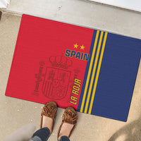 Red and blue Spain rubber doormat with SPAIN text, crest, and La Roja vertical lettering