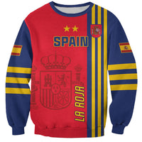 Red and navy Spain football sweatshirt, front graphic with stars and crest