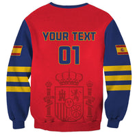 Red and navy Spain football sweatshirt, back YOUR TEXT 01 print and crest