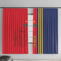 Spain football window curtain set, red and blue panels with 'SPAIN' and 'LA ROJA' print.