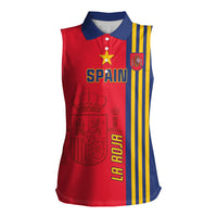 Custom Spain 2024 Football Women Sleeveless Polo Shirt La Roja Go Champions - Wonder Print Shop