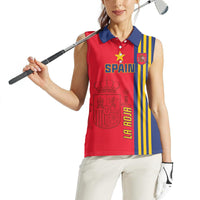 Custom Spain 2024 Football Women Sleeveless Polo Shirt La Roja Go Champions - Wonder Print Shop