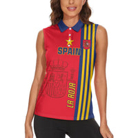 Custom Spain 2024 Football Women Sleeveless Polo Shirt La Roja Go Champions - Wonder Print Shop