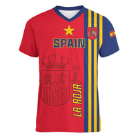Custom Spain 2024 Football Women V-Neck T-Shirt La Roja Go Champions - Wonder Print Shop