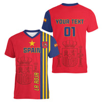 Custom Spain 2024 Football Women V-Neck T-Shirt La Roja Go Champions - Wonder Print Shop