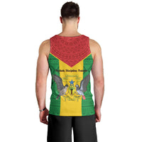 Sao Tome and Principe Independence Day Men Tank Top Coat Of Arms Mix African Pattern - Wonder Print Shop