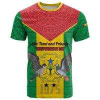 Sao Tome and Principe Independence Day T Shirt Coat Of Arms Mix African Pattern - Wonder Print Shop