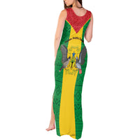 Sao Tome and Principe Independence Day Tank Maxi Dress Coat Of Arms Mix African Pattern - Wonder Print Shop