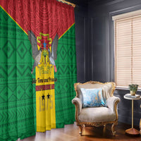 Sao Tome and Principe Independence Day Window Curtain Coat Of Arms Mix African Pattern - Wonder Print Shop