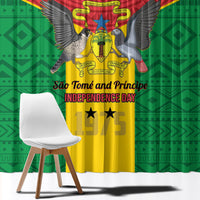 Sao Tome and Principe Independence Day Window Curtain Coat Of Arms Mix African Pattern - Wonder Print Shop