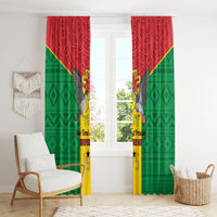 Sao Tome and Principe Independence Day Window Curtain Coat Of Arms Mix African Pattern - Wonder Print Shop