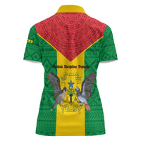 Sao Tome and Principe Independence Day Women Polo Shirt Coat Of Arms Mix African Pattern - Wonder Print Shop