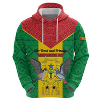 Sao Tome and Principe Independence Day Zip Hoodie Coat Of Arms Mix African Pattern - Wonder Print Shop