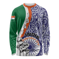 India Independence Day Long Sleeve Shirt Indian Paisley Pattern LT01