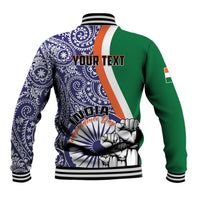 Personalised India Independence Day Baseball Jacket Indian Paisley Pattern - Wonder Print Shop