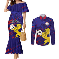 Mermaid soccer dress and long-sleeve button shirt set, blue off-shoulder prints