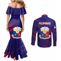 Back view mermaid soccer dress and button shirt set, blue with crest and lion soccer graphic
